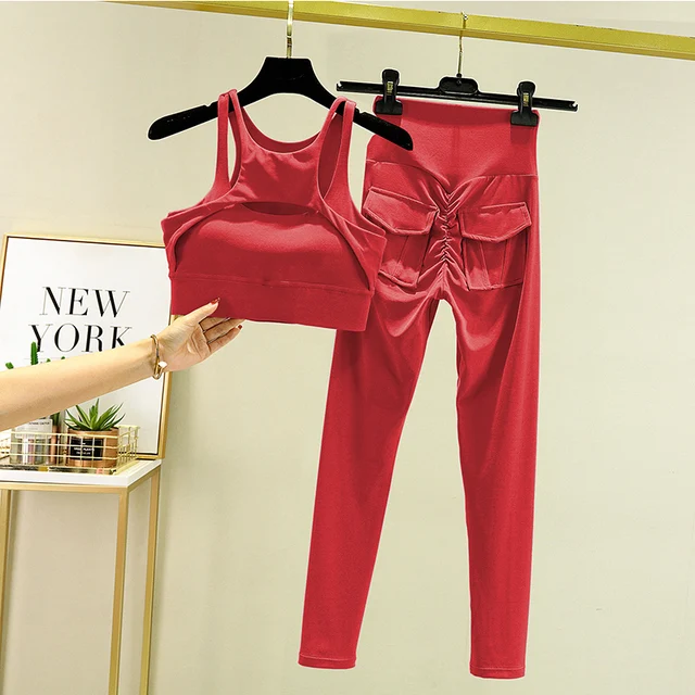 Womens Tracksuit Leggings Yoga Set with Pocket