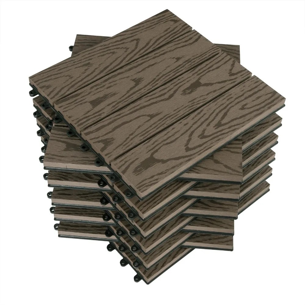 WOLTU 11 Stück 30x30cm WPC Ineinandergreifende Terrassenplatten Garten Terrasse 1m² Wasserfeste Holz-Kunststoff-Verbund Bodenfliesen – Detail 13