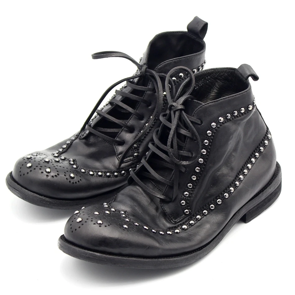 Washed Leather Derby Business Boots