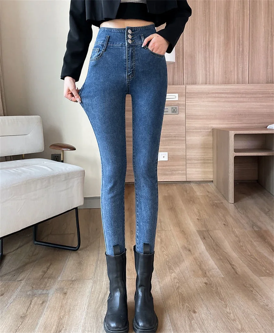 High Waist Women's Ankle-length Pencil Jeans Spring Fall Skinny Vaqueros Korean New Streetwear Denim Pant Stretch Kot Pantalones