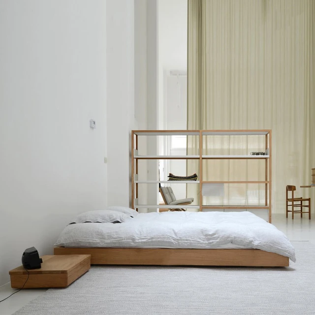 Compre Cama Baja De Tatami De Diseño Moderno Con Estructura De Madera Para  Cabecero y Cama Baja de China por 84.4 USD