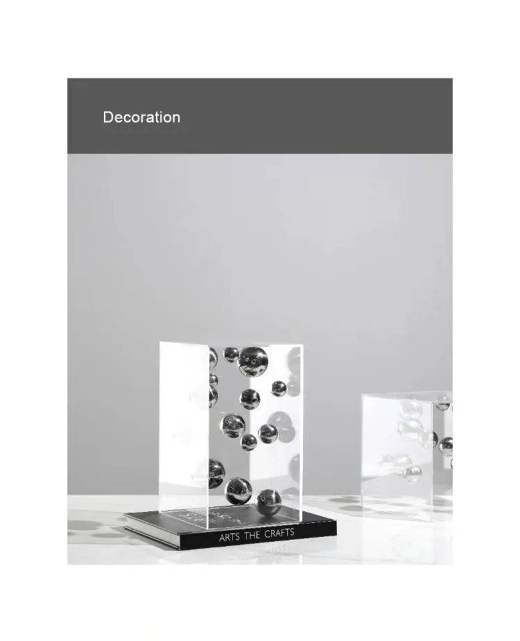 Description Picture 6 of itemAbstract Metal Ball Artwork Square Transparent Box Desk Decoration Ornaments Modern Sphericity Crafts Room Aesthetics Decor