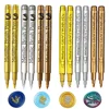 6Pcs Brush Metallic Paint Marker Pens Gold Silver Color Permanent Art Marker For Manga Crafts Scrapbooking Stationery Supplies