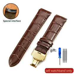 Luxury Genuine Calf Leather Strap with Steel Buckle and Curved Design - 24mm (Brown - GD - B1)