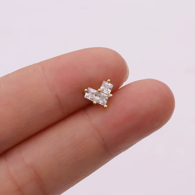 Stainless Steel Gold Color Silver Color Flower CZ Tragus Cartilage Helix Star Ear Stud Piercing Zircon Daith Earring 1PC