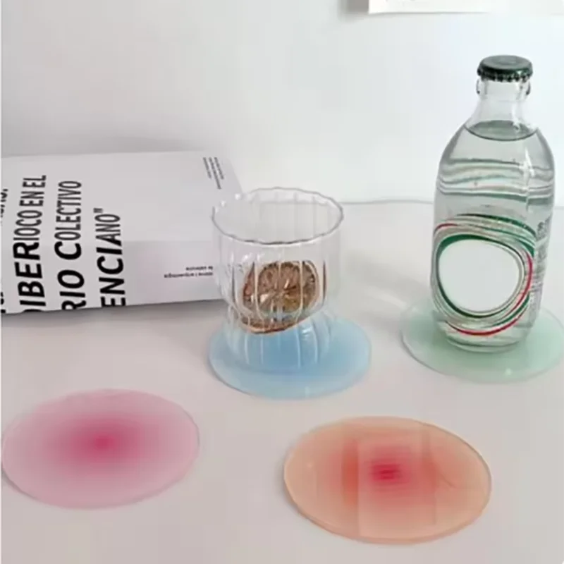 coaster set coasters Gradient Colour Non-slip Acrylic Coasters Photo Props Bar Cafe Desktop Decorations Mug Cup Mat