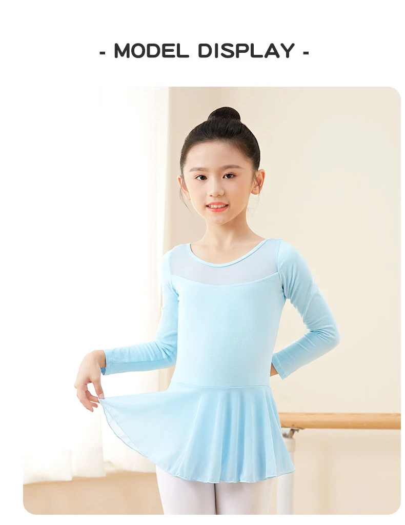 Mädchen Langarm Ballett Trikot Baumwolle Tanz Trikot Kleid für Kinder Ballett Kleid Tanz Tragen Ballerina Outfits für Leistung – Detail 5
