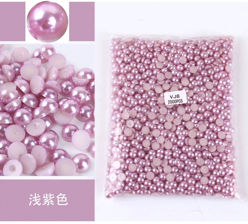 Mixed Size Colorful ABS Pearl Flat Back Rhinestones for Nail Art & Jewelry Crafting