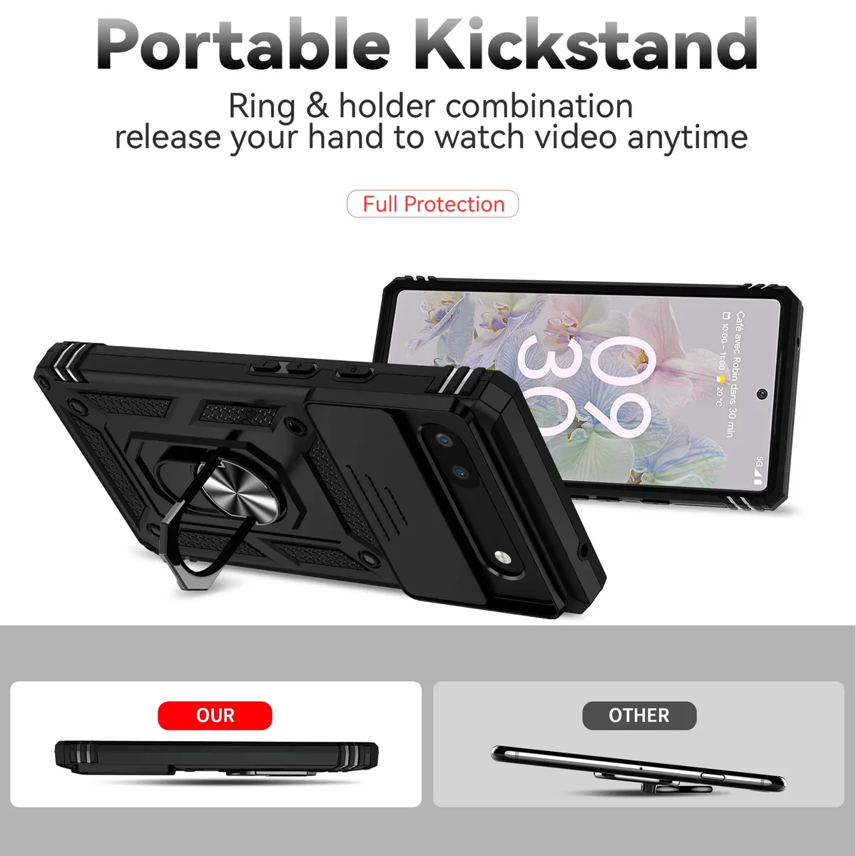Sliding Push Window Shockproof Case For Google Pixel 6 7 8 9 10 Pro XL 6A 7A 8A 9A 10A Camera Lens Protection Ring Holder Cover — view 6
