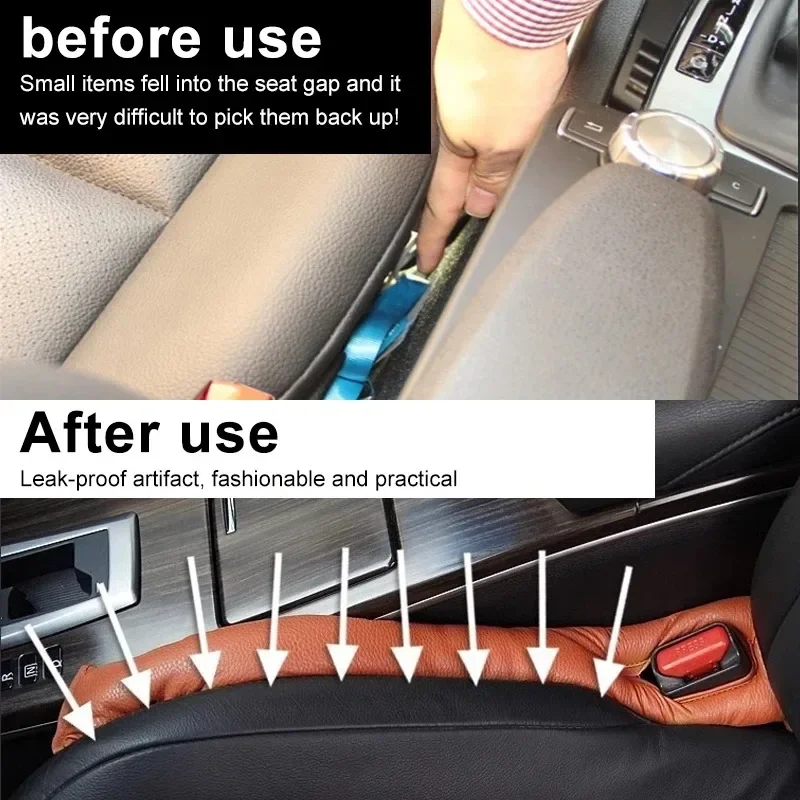 Car Seat Gap Filler 2pcs Car Seat Gap Filler Soft Leather Leak-proof Pad Stopper General Motors Accessories Interior Car Storage Bag