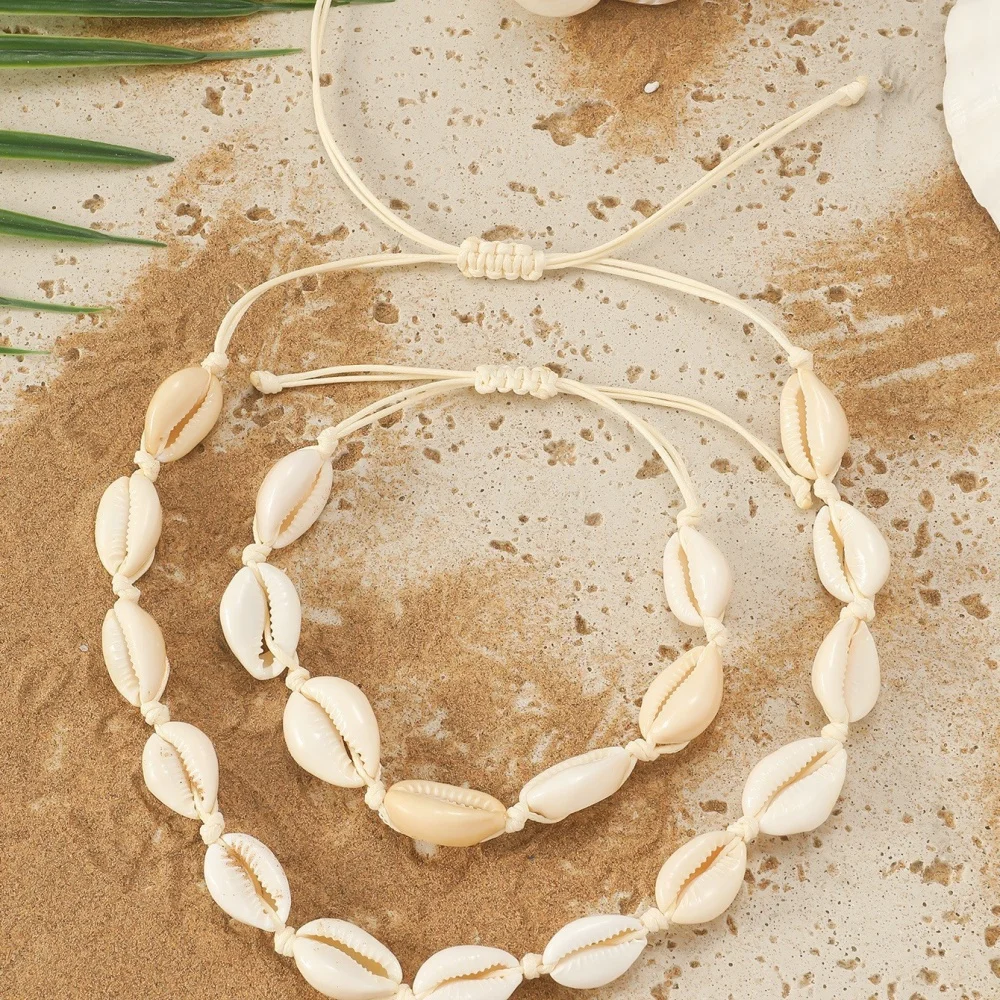 Bohemian Hawaiian Sea Shell Armband Halskette Schmuck Bohemian Seil Kette Halskette Damen Sommer Ozean Kragen Halskette Geschenk