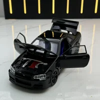 1:32 Nissan Skyline GTR R34 Alloy Scale Model Car Diecast Metal Vehicle Sound＆Light Collectible Children Toy Gifts 2