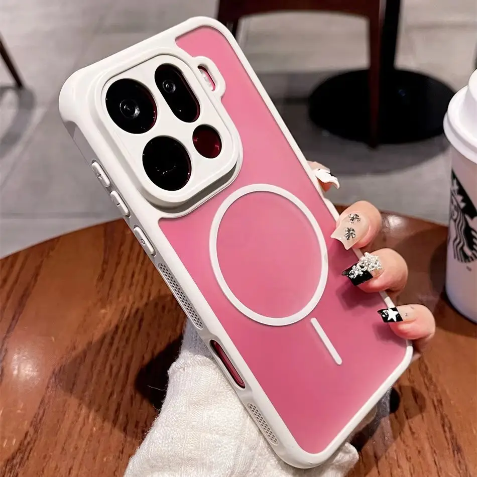 Slim Magnetic Hard Skin Feel Case with Translucent Shockproof TPU Edge Cover