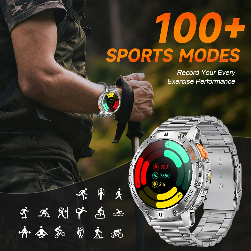 LIGE AMOLED Smart Watch for Men Bluetooth Call Smartwatch Man LED Flashlight Smart Watches Health Monitor Sport Fitness Bracelet
