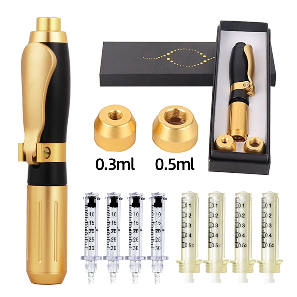 Stainless Steel 0.3ml High-pressure Acid Gun Multifunctional Beauty Injection Pen Used for Lip Filling and Facial Moisturizing 4 packs fixed screw hanging wire fitting for steel cable fasten lifting stainless steel rope used without ceiling