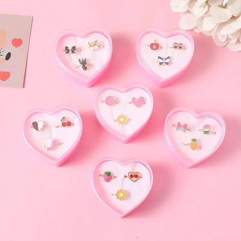 여아용 상자 안에 조절 가능한 반지, 놀이 및 원피스 업 반지, 어린이 선물, 어린 소녀, 3 개