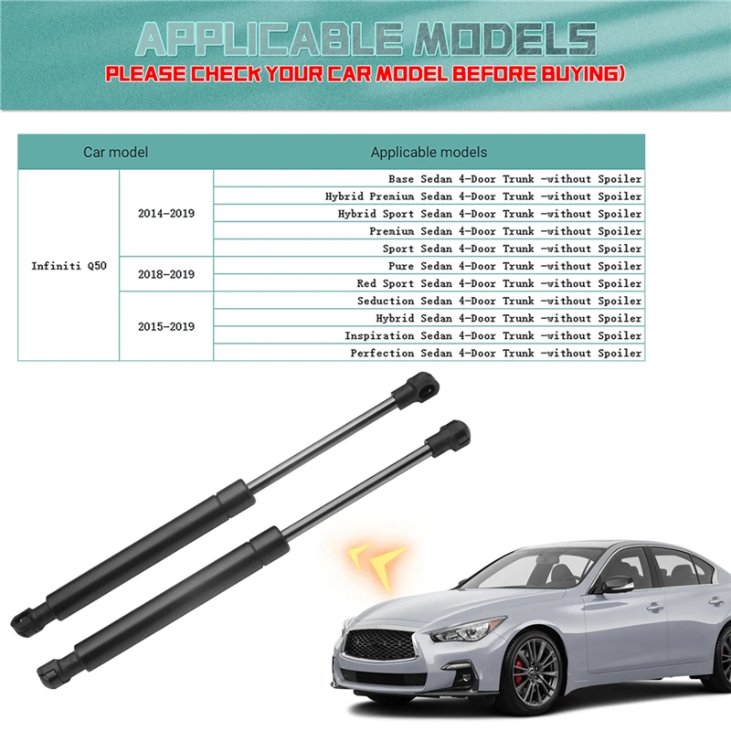 2Pcs/set Car Rear Trunk Lift Support Damper Shock Strut Prop For 2014-2018 Infiniti Q50 W/O Spoiler auto accessories 5