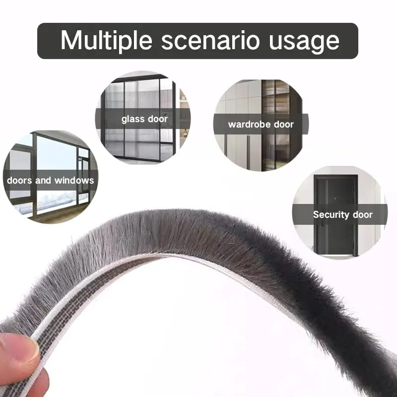 Self-adhesive Sealing Wind-proof Brush Strip 1 meters Home Door Window Sound Insulation Strip Gasket