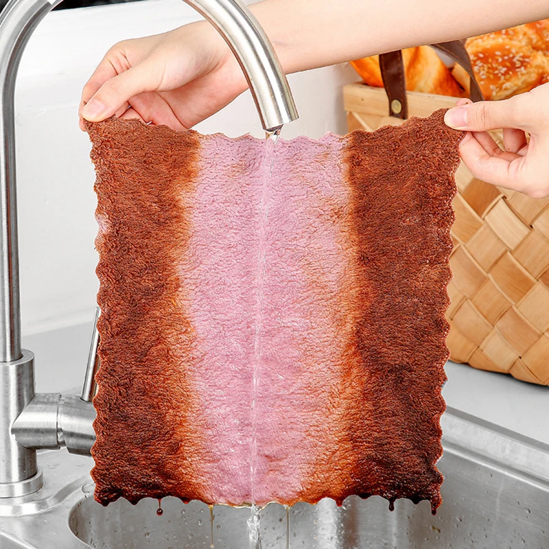 Kitchen Towel Double-sided Dish Cloth Non-oily Scouring Pad for Cleaning Super Absorbent Microfiber Cleaning Cloth 10PCS
