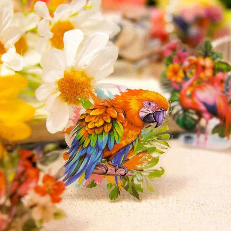 

30Pcs PET Sticker Laughing Emerald Bird Mockingbird Handbook Decoration Materials Supplies Parrot Cute Scrapbook Cut 125*85MM