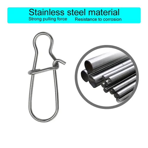 50Pcs Fishing Swivel Connector Hooks Line Clip Lock Carabiners Stainless Steel Fishing Fastener Snaps Tools - Image 2