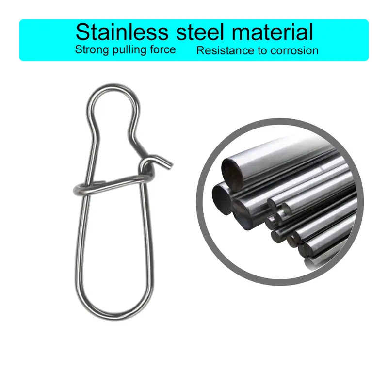 50Pcs Fishing Swivel Connector Hooks Line Clip Lock Carabiners Stainless Steel Fishing Fastener Snaps Tools - Image 2