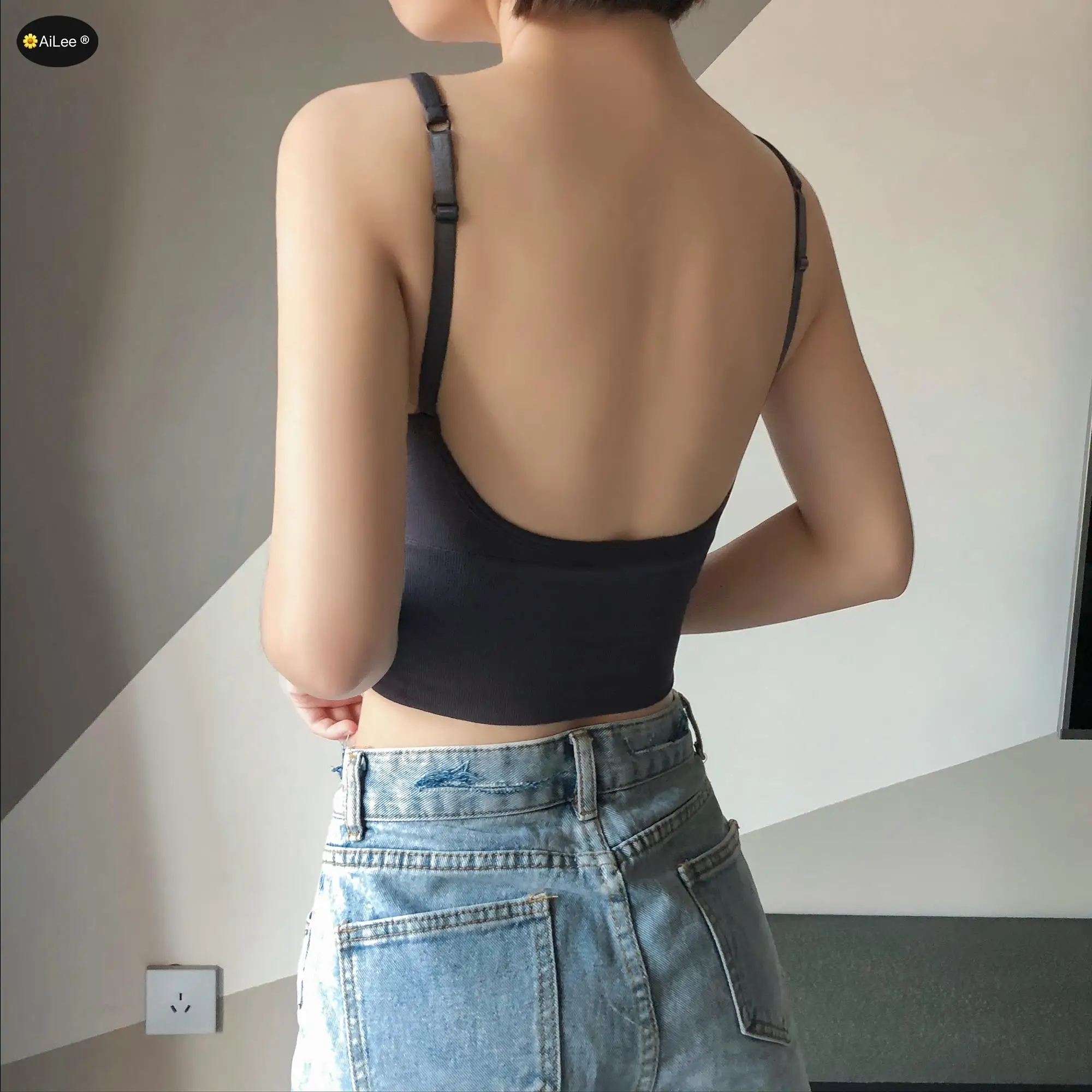 

Mujer Beauty U Back Bras Underwear Sexy Chest Pad Tank Tops Sexy Open Back Lingeries Tops Camis U Neck Skinny Strappy Loungewear