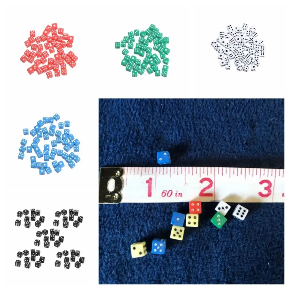 Bulk Pack 5mm Mini Dice Acrylic 6 Sided Party Dice 5 Colors Plastic Micro Bar Games