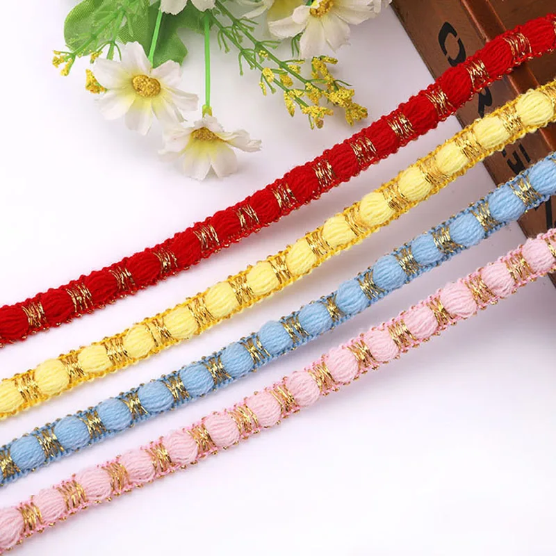 

1/2/3/5 Yards Colorful Gold Line Polyester Knitted Lace DIY Apparel Sewing Supplies Decorate Lace Trim Clothing Accessories