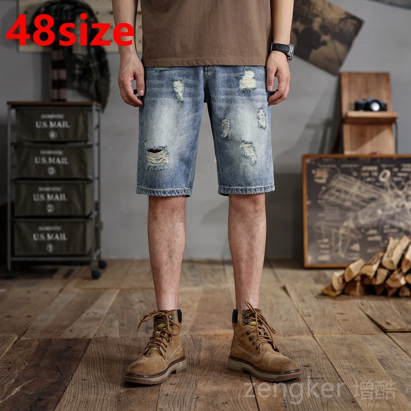 Men's Full Size Distressed Denim Shorts Plus Size main image 0