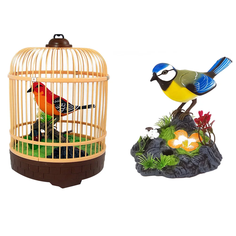 Kids Playset Singing Bird Cage Ornament Electric Sounding Voice Imitation Decorate Artificial Child Birds for children 4