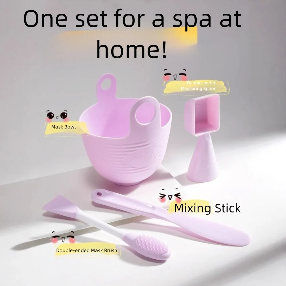 3/4Pcs Silicone Face Mask Mixing Bowl Set Face Care Soft Mask Bowl Brushes DIY Reusable Facial Mask Tools Kit Home Beauty