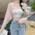 y2k Shrug 2000s Women Clothes Solid Color Long Sleeve Cropped Knitted Tops Sun Protection Cardigan Coquette Clothing