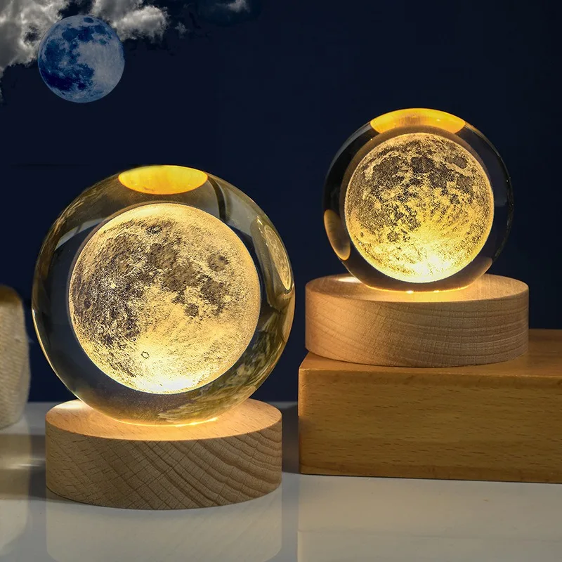 Luminous 3D Solar System Crystal Sphere - Unique Decorative Glass Ornament Gift
