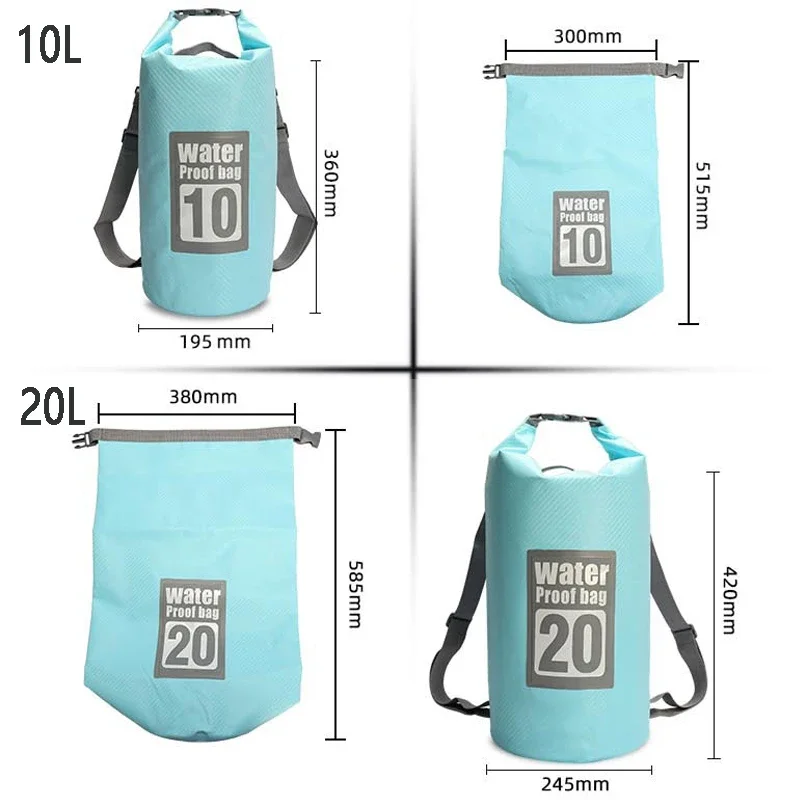 Carbon Fiber Waterproof Swimming Bag Backpack Dry Sack 5/10/15/20/30L Floating Dry Gear Bag Boating Fishing Rafting Swimming