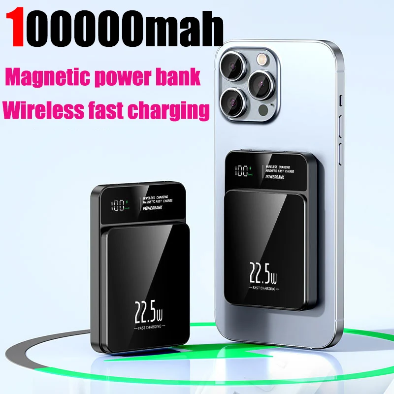 100000Mah Magnetic Wireless Power Bank Magsafe Ricarica Super Veloce Adatta Per Iphone Xiaomi Samsung Huawei Phone Power Bank