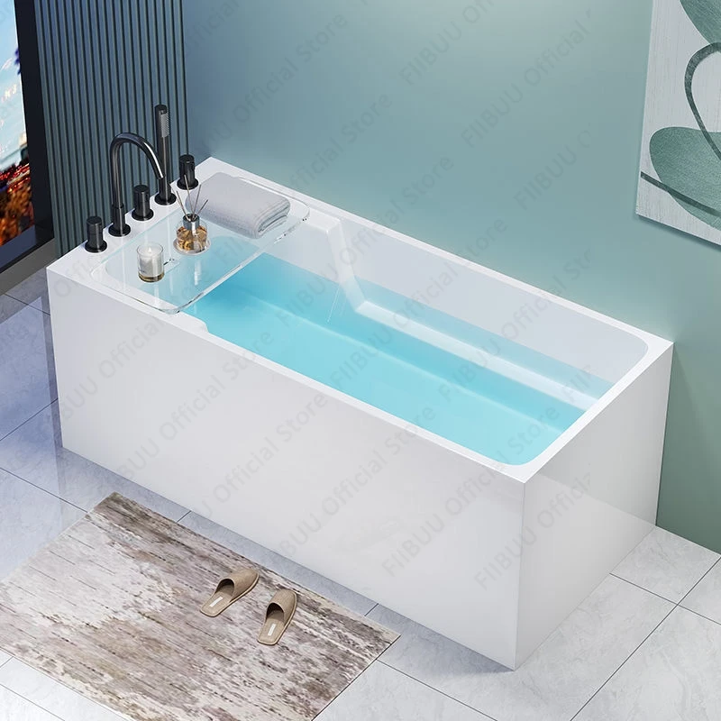 White Freestanding Bathtub Luxury Acrylic Tub With High Load-bearing Capacity, Multifunctional Bathroom Furniture Multiple Sizes