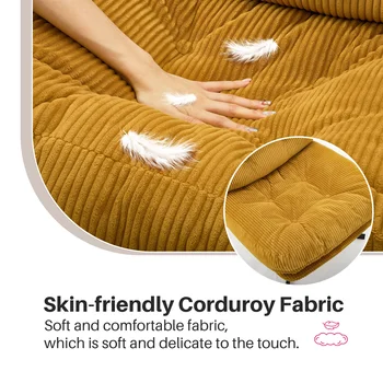 Redlife Modern Foldable Accent Chair 360° Swivel Tufted Lazy Chair Upholstered Lounge Chair w/ Thickened Cushion for Living Room 5