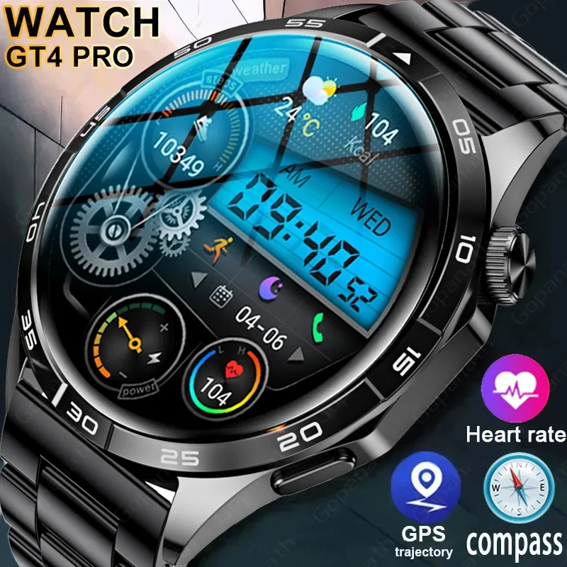 New GT4 Pro Smartwatch Men's NFC Tracker 1.43-Inch AMOLED 466*466 HD Screen  Always Displays Bluetooth Call Smartwatch For Huawei