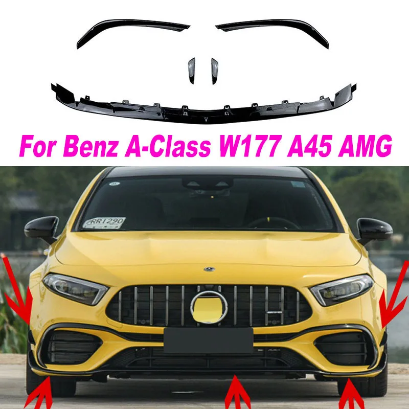 For Mercedes-Benz A- Class W177 A45 Amg Front Bumper Front Air Knife Sports Air Force Kit Air Knife Exterior Modification