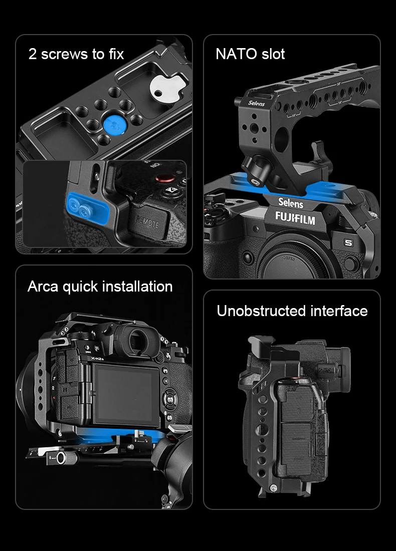 Camera Full Cage for Lumix S5ll/IIX with Multiple Expansion Holes Aluminum Alloy