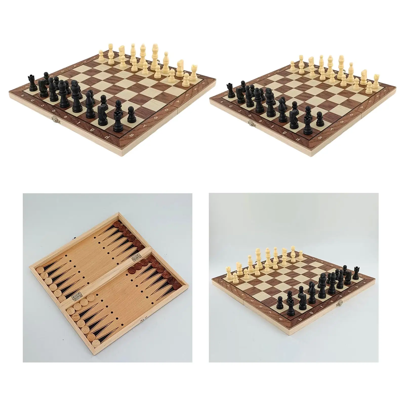 Wooden Chess Backgammon Checkers Travel Games Chess Set for Family Perfect Gifts