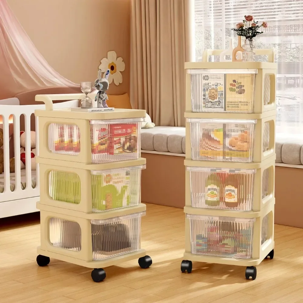 Transparent Trolley Drawer-Type Multi-Layer Acrylic Household Mobile Kitchen Storage Rack Space Save Snack Rack Trolley