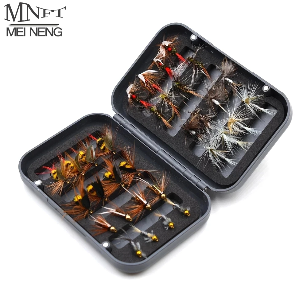 MNFT 32Pcs/Box Trout Nymph Fly Fishing Lure Dry/Wet Flies Nymphs Ice