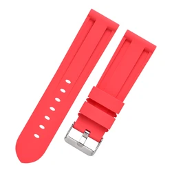 Waterproof Silicone Sport Watch Strap - Universal Rubber Bracelet Belt, Multiple Sizes Available - 26mm (Red)