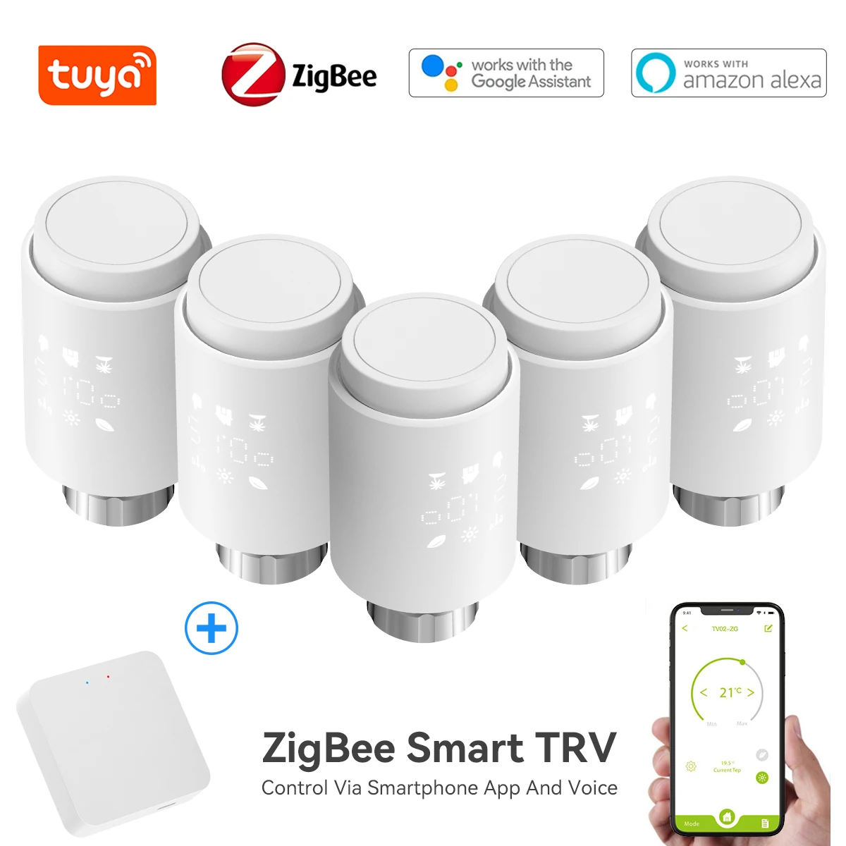 

Термостат Tuya Zigbee Умный домашний терморегулятор TRV термостатический радиатор клапан Smart Life APP Голосовая работа с Alexa Google