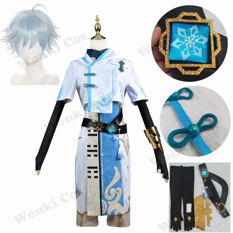 

Chongyun Cosplay Costume Wig GameImpact Liyue Chong Yun Cosplay Costumes for Men Boy Outfits Costumes Full Set