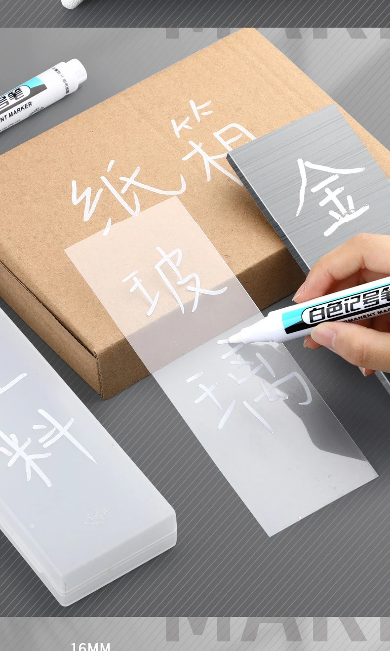 3 stücke weißer Marker ölig wasserdicht nicht verblassen, Werbung Gruß karte Reifen Glas Text marker Stift kann nicht gelöscht werden – Detail 8