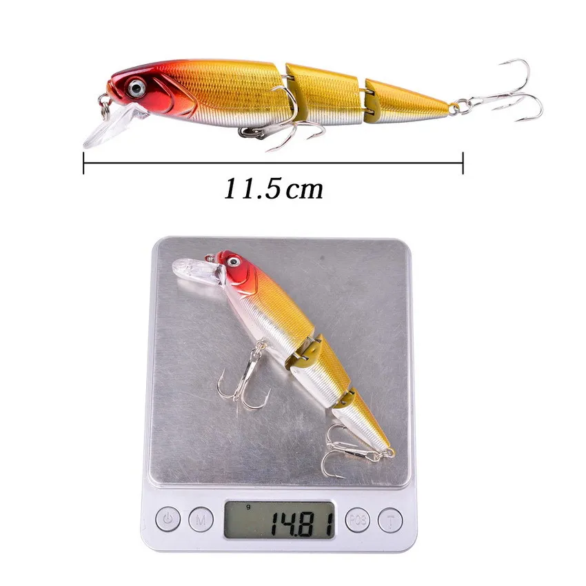 EASYFISH 3 Segments Colorful Minnow Fishing Lure Hard Artificial Bait 3D  Eyes 11cm 15.3g Fishing Wobblers Crankbait Plastic