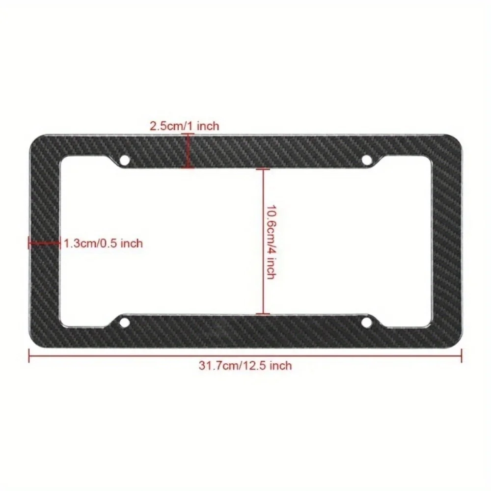 Carbon Fiber License Plate Frame-Black Plastic Front & Rear Car Tag Holder Cover With Mount Hardware Screws 2/1 Set
